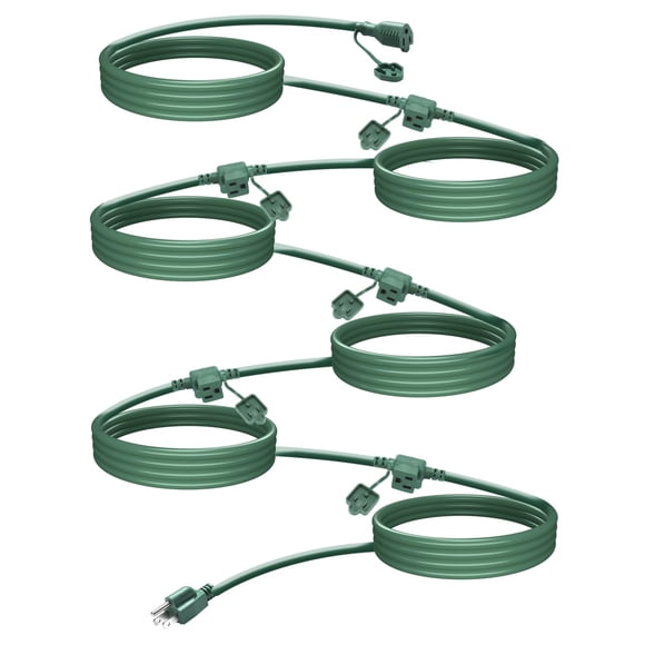 Cable de extensión para exteriores Niuyhe de 25 pies con 6 enchufes, verde
