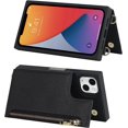 thumbnail image 5 of Crossbody Wallet Case for iPhone 14 with Card Slot Holder,iPhone 14 Magnetic Flip Folio Purse Case, PU Leather Zipper Handbag with Detachable Lanyard Strap 6.1 Inch (Black), 5 of 13