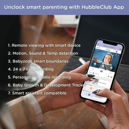 Hubble Nursery Pal Link Premium Smart Wi-Fi Enabled Baby Monitor with 5-inch HD Color Parent Unit Viewer