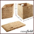 thumbnail image 3 of Casafield 12" x 12" Water Hyacinth Storage Baskets, Natural - Set of 4 Collapsible Cube Organizers, Woven Bins for Bathroom, Bedroom, Laundry, Pantry, Shelves, 3 of 8