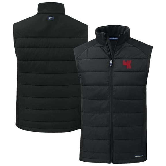 Men's Cutter & Buck Black Western Kentucky Hilltoppers Evoke Hybrid Eco Softshell Recycled Full-Zip Vest