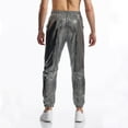 thumbnail image 3 of Mens Metallic Shiny Disco Pants Elastic Waist Solid Color Tapered Pants 70s Evening Party Club Hot Pants, 3 of 5