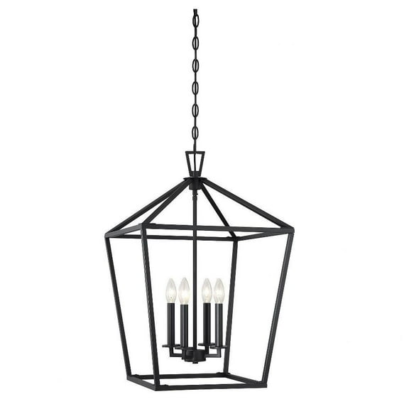 4 Light Foyer-Traditional Style with Transitional and Bohemian Inspirations-26 inches Tall By 17 inches Wide-Matte Black Finish Bailey Street Home