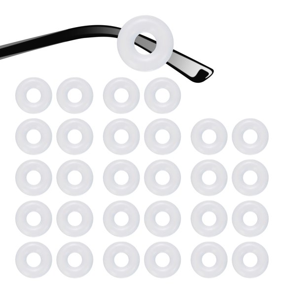 14 Pairs Glasses Ear Grip 0.44" Silicone Ring Type Eyewear Retainer, White