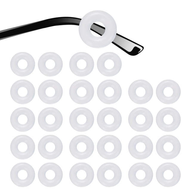 14 Pares de Sujetadores de Oído para Gafas Tipo Anillo de Silicona 0.44", Blanco