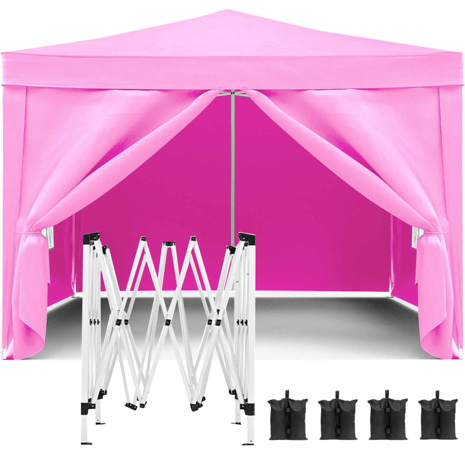 Aimee Lii 120"x120" Pop Up Tent, Backyard Canopy Gazebo with Sidewalls, Outdoor Patio Awnings for Party Camping BBQ Events, Pink Aimee Lii 120"x120" Pop Up Tent, Backyard Canopy Gazebo with Sidewalls, Outdoor Patio Awnings for Party Camping BBQ Events, Pink