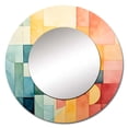 thumbnail image 2 of Designart "Minimalist Experiment in Cubism II" Abstract Collages Round Mirror Wall Décor Modern - Large Teal Round Mirror - Round Mirror 29" x 29" Inch, 2 of 5