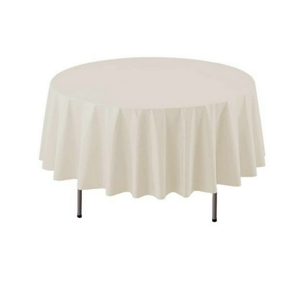 1 - Party Essentials 84" Round Heavy Duty Plastic Table Covers - Ivory