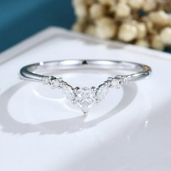 Silvago Jewel 14K White Gold Plated Wedding Anniversary Ring - Pear Excellent 1.75 Ct Diamond Ring For Her - Engagement Wedding Chevon Ring For Women's - 9th Year Anniversary Gifts for Women's