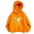 thumbnail image 2 of Bnwani Hoodie Sweatshirt for Children Fall Fashion Long Sleeve Cotton Casual Oversized Heart Print Orange Size 8-9 Years, 2 of 3
