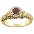 thumbnail image 1 of 14K Yellow Gold Natural Enhanced Ruby Engagement Halo Ring Round 5mm Diamond Accents, size 5, 1 of 2