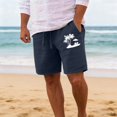 thumbnail image 5 of CONZONE Mens Casual Shorts Elastic Waist Drawstring Summer Beach Shorts For Men Hawaiian Graphic Lightweight Loose Fit Outdoor Shorts With Pockets, 5 of 6