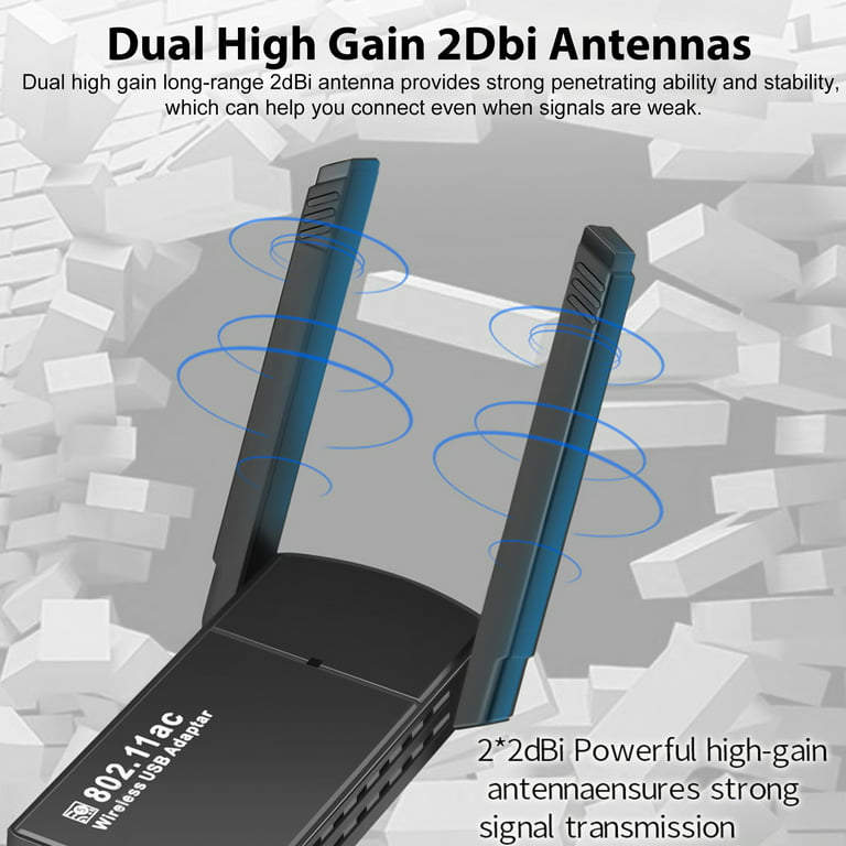 Adaptador USB 3.0 WIFI Dual Band 1300MBPS 802.11B/G/N + BT5.0 (RTL8822