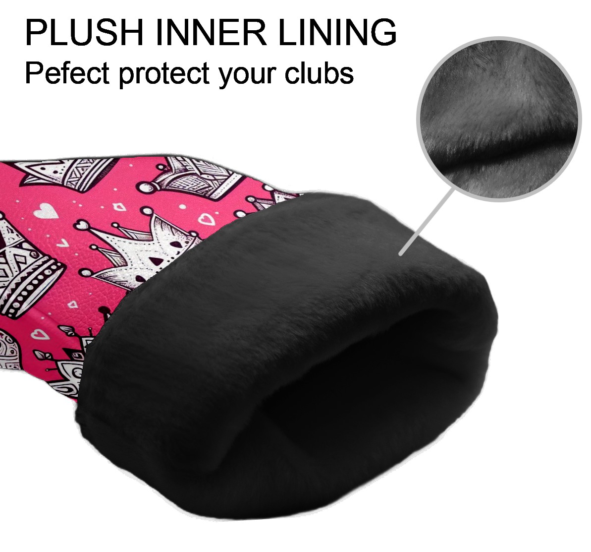Golf Club Covers, RedCrownHearts Premium PU Leather Driver Hybrid Putter Head Covers with Velvet Lining, Waterproof Golf Gifts for Men Women