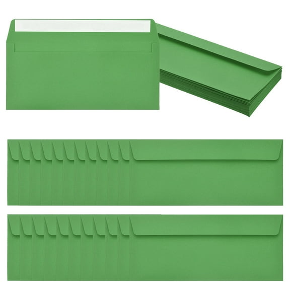 Uxcell 24 Pack Light Dark Green #10 Business Envelopes, Colored Self Seal Letter Size