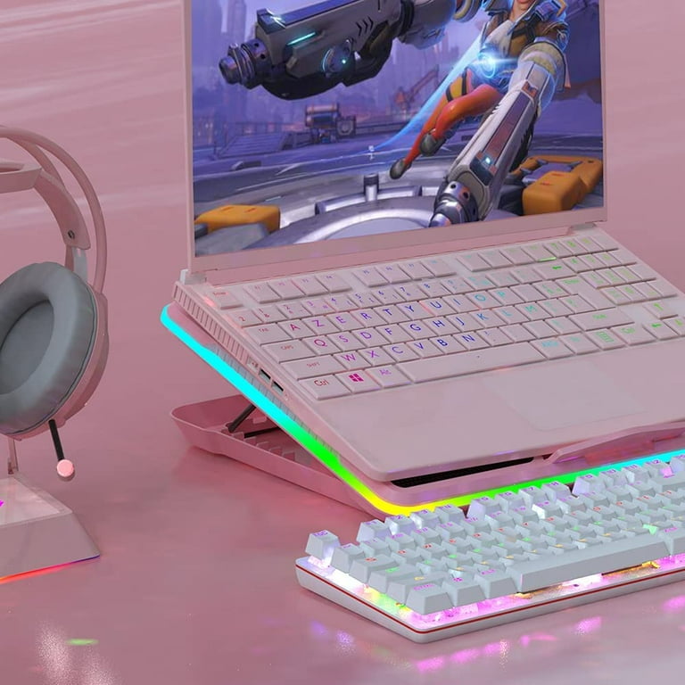 Pink RGB Laptop Cooling Pad with 3 Quiet LED Fans 2 USB Ports and