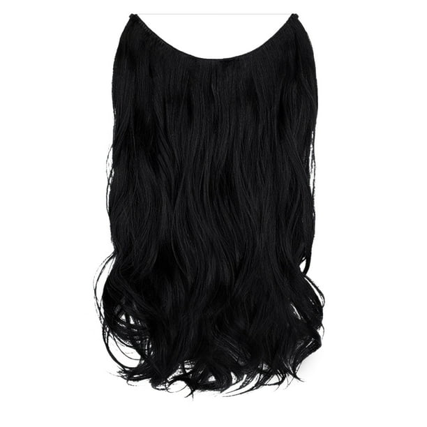 Peluca de moda para mujer, cabello largo y rizado, grande, natural, de una sola pieza con extensión de línea de pescado y tocado.