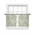 thumbnail image 2 of Summer Palm Leaf Semi Sheer Curtains 54 Inch Length 2 Panels Set, Green Tropical Bloom Silhouettes Sheer Kitchen Curtain Privacy Voile Window Curtain for Living Room Bedroom Rod Pocket Drapes, 2 of 7