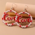 thumbnail image 4 of Eoperou 1 Pair Women Color Contrast Love Letter Print Earrings Pink Series Hook Earrings Romantic Valentine Day Drop Earrings, 4 of 7