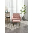thumbnail image 2 of Velvet Accent Chair with Ottoman, Button Tufted Recliner Armchair with Adjustable Armrests and Backrest Golden Metal Legs for Living Room Bedroom Reading Room, Pink, 2 of 9