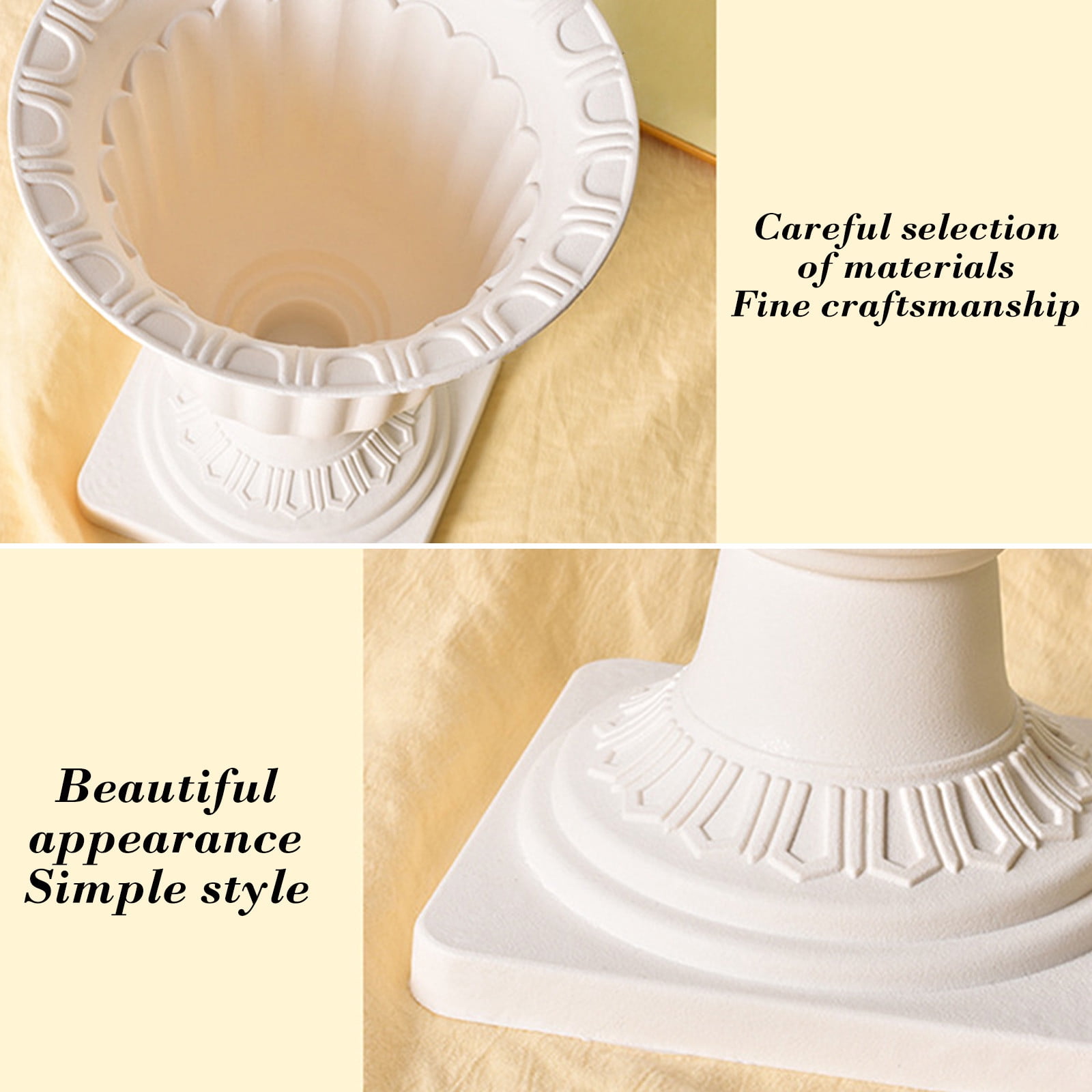 YiJuHui 2pcs Plastic Urn Planters for Outdoor Plants, Tall Round Classic Resin Traditional Flower Pots - Large Imitation Stone Decorative Pot Patio Deck Front Porch