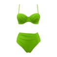 thumbnail image 4 of JIAYUE Women Swimsuit Sets Spaghetti Strap Sweetheart Neck Two Piece Bikini Top With High Waist Bottoms Solid Color Tankini Summer Female Swimwear, 4 of 5