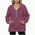 thumbnail image 4 of Godom Women's Sweatshirt Quarter-Zip V Neck Fleece Pullover Hoodie Oversized Hoodies, 4 of 7