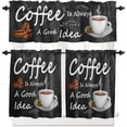 thumbnail image 1 of Coffee Theme 3 Pieces Kitchen Curtains & Valances Set | Soft & Washable Farmhouse Style | 54" x 18" | Perfect for Any Room, 1 of 6