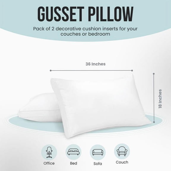 Utopia Hotel Quality Gusseted Pillows Set of 2 for Back, Stomach or Side Sleepers - King & Queen Size (White)