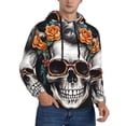 thumbnail image 2 of Sikiie Flower Horn Skull A Men's Hoodie, Essentials Hoodie, Sweatshirt, Pullover Hooded Sweatshirt for Men-4X-Large, 2 of 7