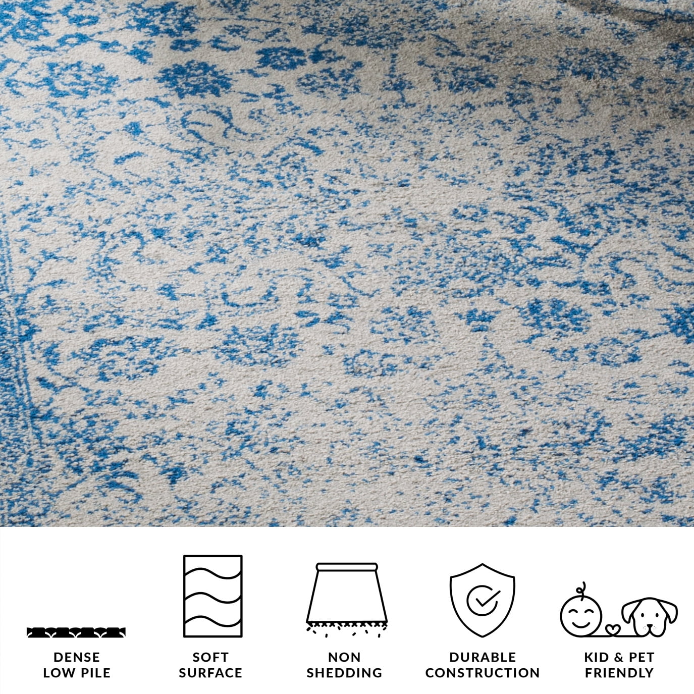 SAFAVIEH Adirondack Wyatt Traditional Distressed Area Rug, Grey/Blue, 5'1" x 7'6" - Transitional Modern Design, Grey & Blue, Ideal for Living Room, Bedroom, Dining Space