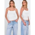 thumbnail image 5 of ANRABESS Womens Square Neck Tank Tops Adjustable Spaghetti Strap Double Lined Camisole Tops Basic Slim Fitted Comfy Breathable Summer Shirts White XS, 5 of 11