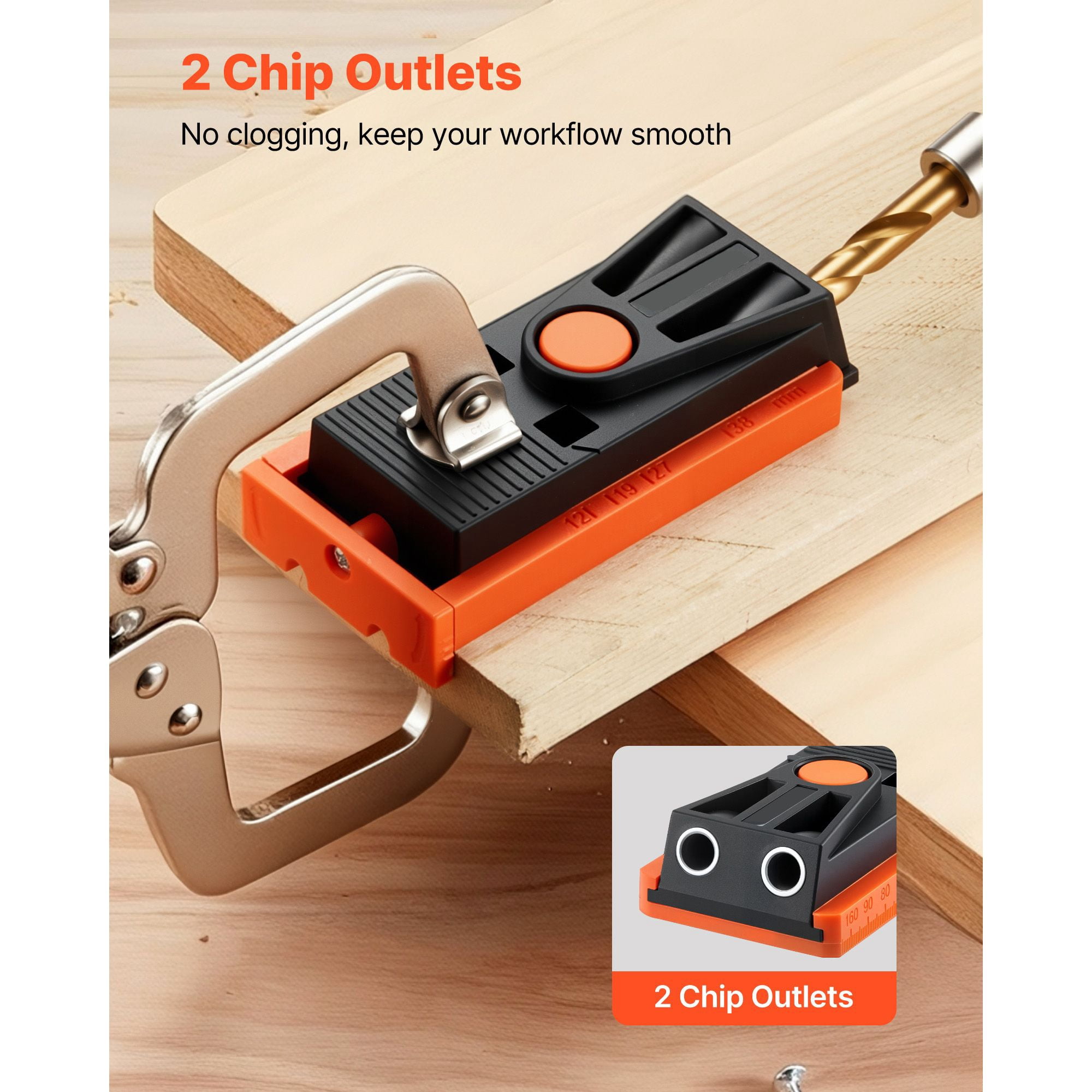 Dranite Pocket Hole Jig Kit, Adjustable 1/2"-1-1/2", w/ Drill Bits & Screws, for Woodworking