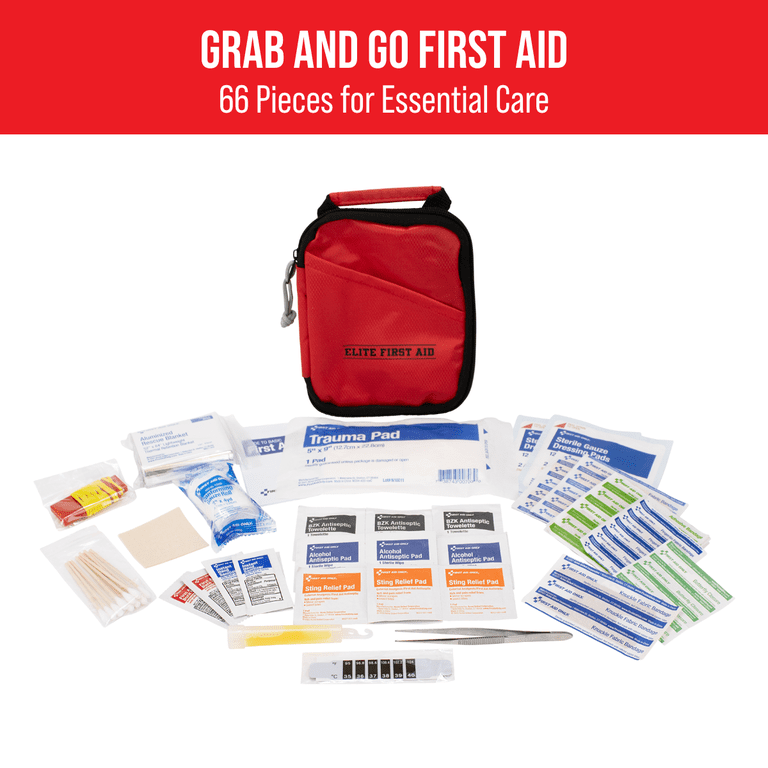 Elite Grab and Go 66-Piece First Aid Kit - Compact Emergency