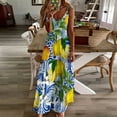 thumbnail image 3 of Mediterranean Lemon on Blue Ceramic Tiles Sleeveless Dress Dresses gala Dresses for wedding party, 3 of 6