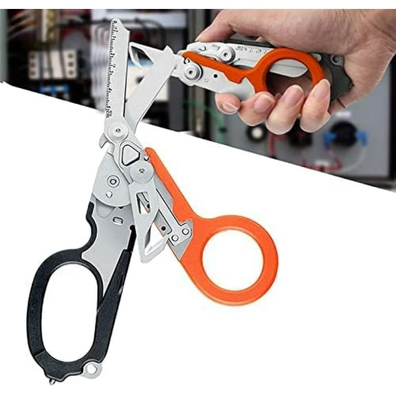Emergency Response Shears, Stainless Steel Foldable Scissors Pliers, Outdoor Camping Rescue Scissors Tools