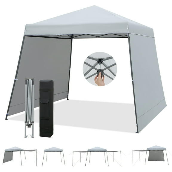 Gymax Patio 10 x 10FT Instant Pop-up Canopy Folding Tent w/ Sidewalls & Awnings Outdoor