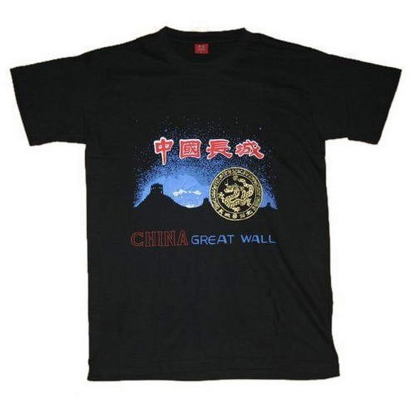 Chinese Culture Crewneck T Shirt Great Wall Black