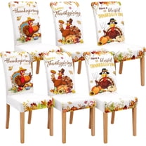 6 Pcs Thanksgiving Maple Chair Covers Fall Vintage Dining Chair Slipcovers Thanksgiving Seat Covers Autumn Pumpkin Turkey Stretch Removable Washable Dining Protector for Party Kitchen Farmhouse