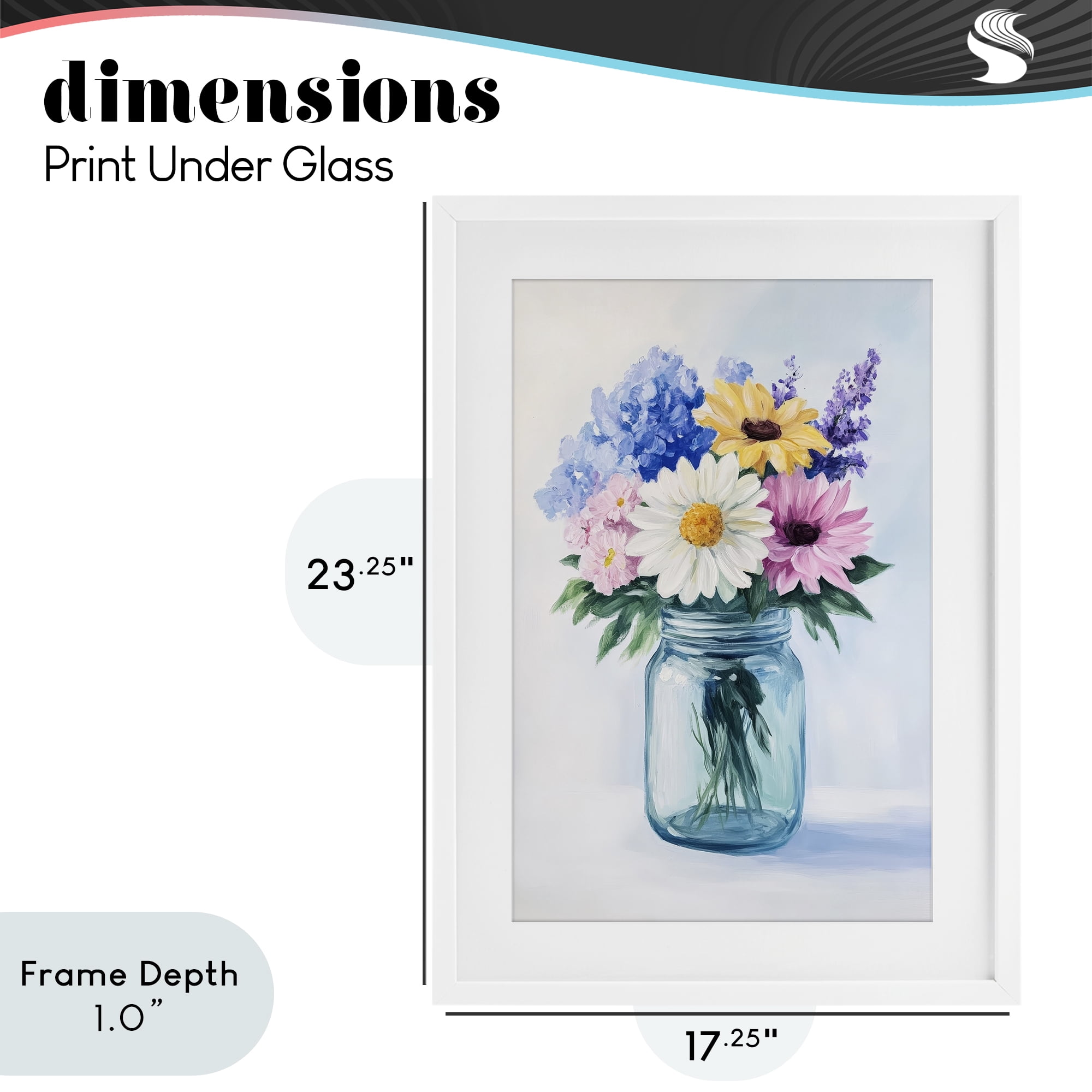 Stupell Industries Country Jar Wildflower Bouquet White Framed Print Under Glass, design by Petal Prints Design