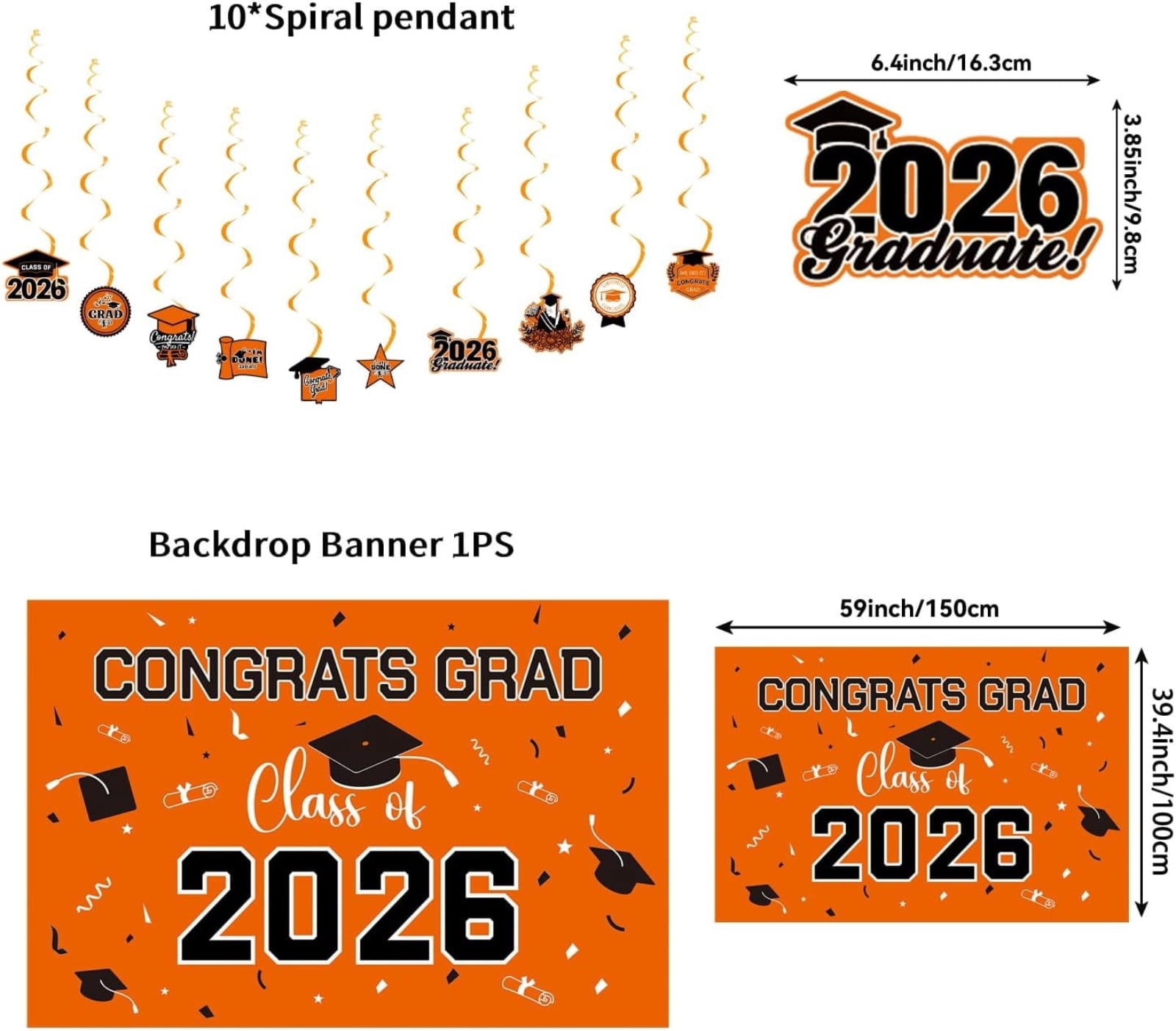 2026 Graduation Decorations, Graduation Party Decorations, Congrats Banner, Class of 2026 Banner, Graduation Balloons, Grad Cap Decorations, Photo Props for Photo Booth, 12 In, 32