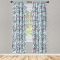 thumbnail image 3 of Ambesonne Summer Curtains, Pomegranates and Leaves Art, Pair of 28"x95", Pastel Pink Petrol Blue, 3 of 4