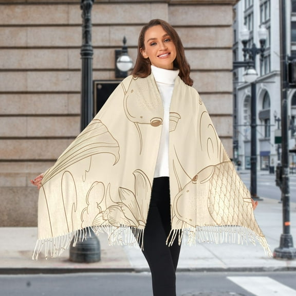 Fish Print Winter Scarf for Women Fashion Warm Long Soft Blanket Scarves Gifts