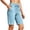 *Light Blue, variant on Women's Drawstring Elastic High Waist Knee Length Bermuda Shorts with Pockets,Summer Casual Walking Shorts Wine,Women's Plus L