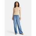 thumbnail image 2 of Time and Tru Women's and Women's Plus Relaxed Tie Waist Wide Leg Jeans, 31" Inseam, Sizes 0-20, 2 of 5