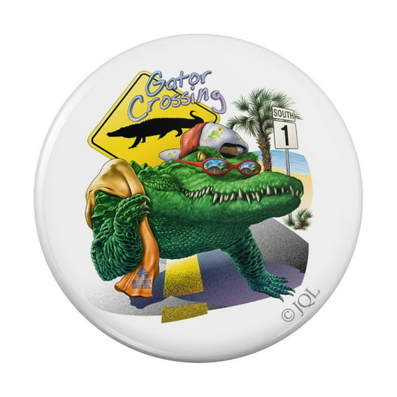 Alligator Gator Crossing Sunglasses Vacation Kitchen Refrigerator Locker Button Magnet