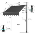 thumbnail image 2 of Manual Retractable Awning, 118" x 118" NO Drilling Outdoor Retractable Patio Awning, Angle & Height Adjustable, Made of Polyester with UV Protection - Ideal for Any Window or Door (Gray), 2 of 9