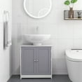 thumbnail image 6 of kleankin Vanity Base Cabinet, Under-Sink Bathroom Cabinet Storage with U-Shape Cut-Out and Adjustable Internal Shelf, White and Gray, 6 of 9