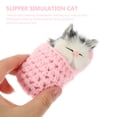 thumbnail image 4 of Muñeco de juguete con forma de gatito durmiendo en pantuflas, con sonidos de maullidos. Ideal para decorar y como regalo para niños y niñas (rosa)., 4 of 7