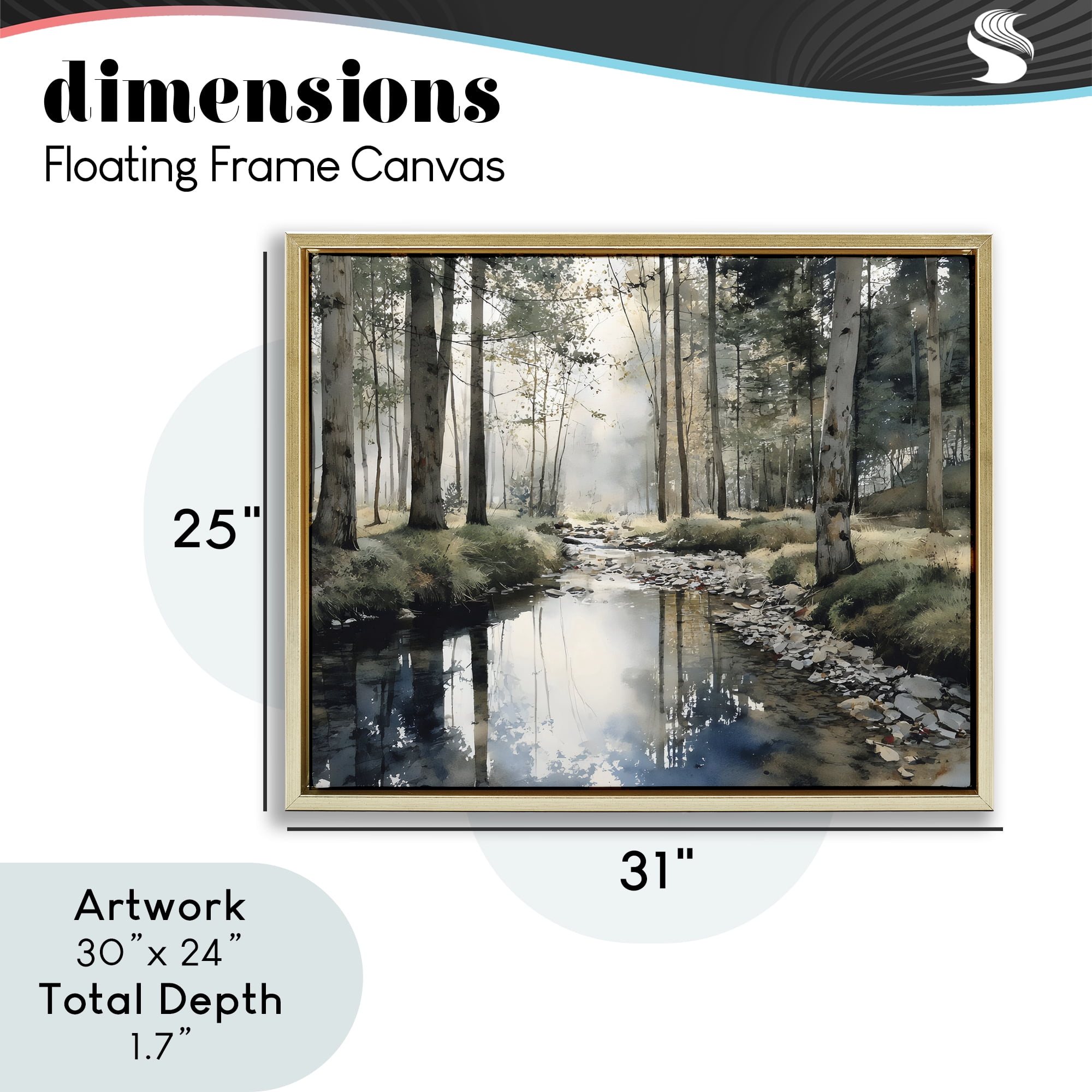 Stupell Industries Woodland Wonder Creek Gold Framed Floater Canvas Wall Art, design by Franklyn Gregory